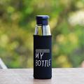 Crystal Clear Glass Water Bottle With Cover Bag My Bottle- 550ml. 