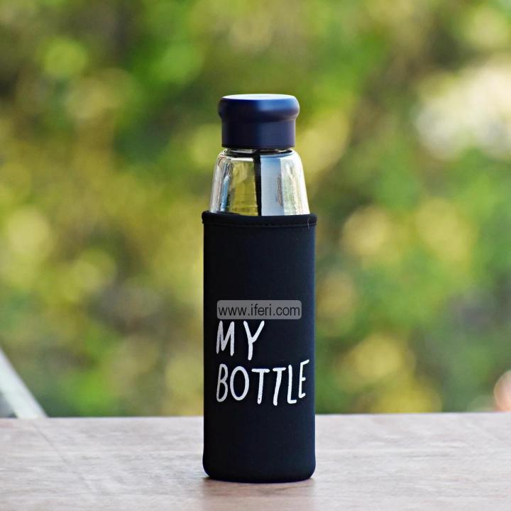 Crystal Clear Glass Water Bottle With Cover Bag My Bottle- 550ml