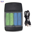 4 slots Smart USB Battery Charger for Rechargeable Battery AA AAA AAAA 1.5V Alkaline 14500 10440 16340 10440 3.2V LiFePo4 charge.