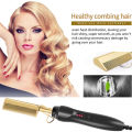 Leeons Black Hot Comb Hair Straightener Flat Iron Electric Hot Heating Comb Wet And Dry Hair Curler Straight Styler Curling Iron.