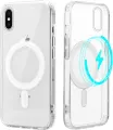 For Apple iPhone XS Max MagSafe Compatible Shockproof Transparent Slim Fit Wireless Charging supported Frosted Border Phone Back Case Mobile Cover. 