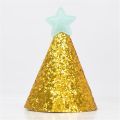 Gold Star Birthday Glitter Caps 1st Birthday Hat Newborn Baby Birthday Headband 1 2 3 Year Birthday Party Decoration.