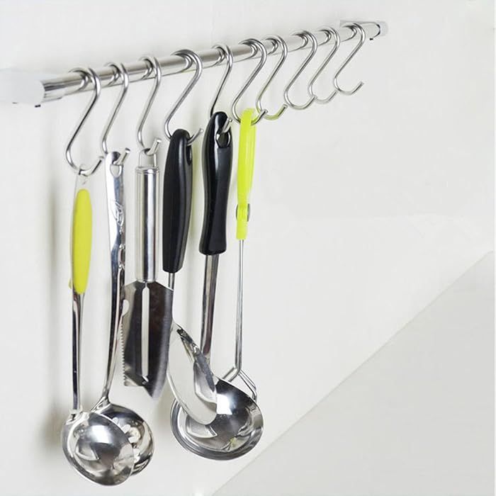 5 Stainless Steel Heavy Duty S-Shaped Hooks For Hanging Clothes Kitchen Office Pack Of 5 Hooks - Silver - Wall Hook - Organize With Ease