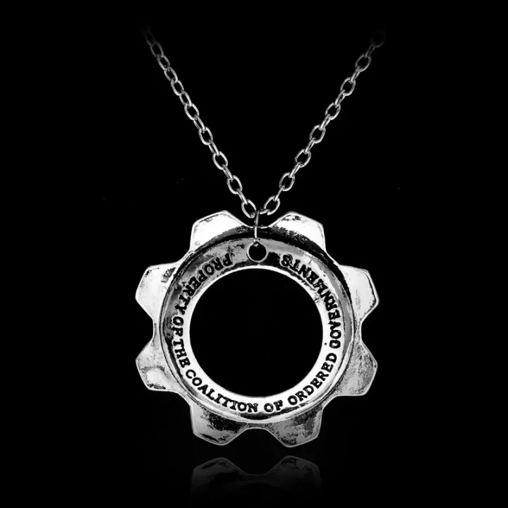 Gears of War 3 Distressed Metal Replica Cog Tags Necklace