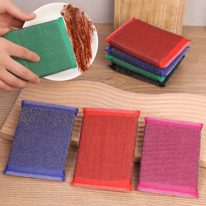 2/4Pcs%20Stainless%20Steel%20Wire%20Sponge%20Wipe%20Double%20Side%20Pot%20Cleaning%20Cloth%20Reusable%20Non-stick%20Oil%20Dishrag%20Household%20Kitchen%20Dishcloth%20-%20Image%203