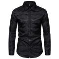 【original】 Autumn Men's Fashion Glossy Shirt Retro Casual Long Sleeve Disco Party Shirt Fashion Men's Business Button Down Shirts. 