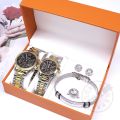 Couples Wrist Watch Set Jewelry Rings Ear Studs Bracelet Calendar Quartz Couple Watch Waterproof Watch Women Watch Men's Watch Bracelet Set jam tangan couple watch jam tangan wan. 
