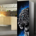Black Cool Refrigerator Stickers Full Door Mural Cover Adhesive PVC Photo Wallpaper Sticker for Fridge Kitchen Decor Waterproof.