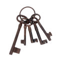 Pirate Treasure Chest Keys Set,Key Ring Antique Style,Rustic Cast Iron Skeleton Key Wall Decor, Costume Prop (5 Keys). 