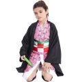 Anime Kamado Nezuko Cosplay Costume Demon Slayer Cosplay Uniform Clothes Kimono Wig Props Set Halloween Costume for Kids Adult.