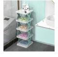 5 Layer Shoe Rack Organizer, Small Creative Vertical Shoe Stand, Narrow Shoe Storage Rack, Space Saving DIY Free Standing Shoes for Corner, Closet, Hallway, Easy Assembly and Stable in Structure (5-Layers Size 30x28x17.5cm).