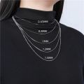 Box Chain Necklace Silver 925 Real Women Fine Jewelry Gift Female Men Girls 40 45 50 55 60 65 80 CM Necklace On The Neck.