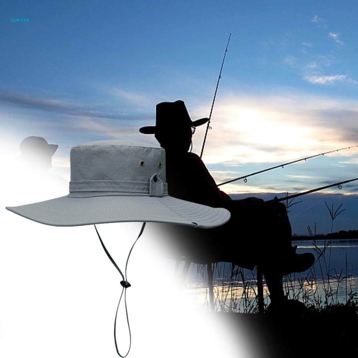Wide%20Brim%20Bucket%20Hat%20Polyester%20Fisherman%20Visor%20for%20Vocation%20Outdoors%20Fishing%20Style%20A%20Light%20Gray%20-%20Image%203