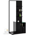 Furnisha Full Mirror View Black Dressing Table with Cosmetic Shelf and locker Drawer Storage Cabinet. 