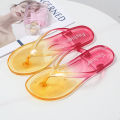 Two-Color Summer Women Flip-Flops New Fashion Gradient Sandals Home Outdoor PVC Portable Breathable Beach Shoes.