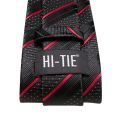 【100%-New】 Hi-Tie Striped Black Red Mens Fashion Necktie Handkerchief Cufflinks for Tuxedo Accessory Classic Silk Luxury Tie for Man Gift. 