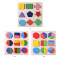 Wooden Geometric Shapes Montessori Puzzle Sorting Math Bricks Preschool Learning Educational Game Baby Toddler Toys for Children.