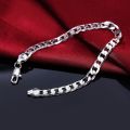 Men's 925 Sterling Silver Necklace 2/4/6/8/10/12MM 40-75cm Face Chain Necklace Lobster Clasp Men And Women Engagement Jewelry. 