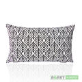 Fiber Cushion with Cover, White & Black, (20"x12"), Set of 2. 