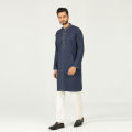 Masculine Semi Fit Embro Panjabi -  Navy. 