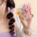 【Must-have】 Fashion Cloth Butterfly Line Hair Ring Colorful Hair Scrunchies Ponytail Hair Bands Hair Accessories Kids Girls.
