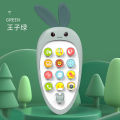Rabbit shape Baby Music Cell Phone Toy and Teether for Learning and Play Early Education Telephone with Silicone Teether Music Lights for 0-1 Year or above Old Kids.