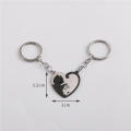 2Pcs Puzzle Cat Keychain Couple Lover Animal Matching Keyring Pendants Valentine's Day Gift Stainless Steel Love Heart Key Chain.