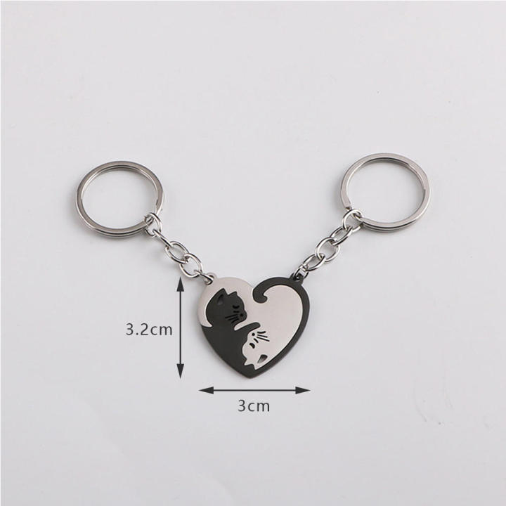 2Pcs%20Puzzle%20Cat%20Keychain%20Couple%20Lover%20Animal%20Matching%20Keyring%20Pendants%20Valentine's%20Day%20Gift%20Stainless%20Steel%20Love%20Heart%20Key%20Chain%20-%20Image%205