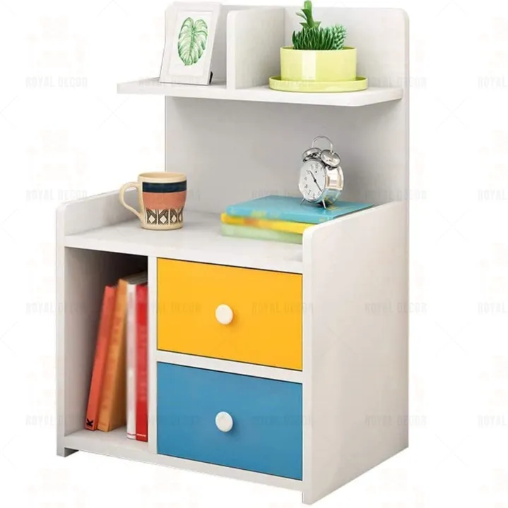 Royal%20Decor%20M24%20Single%20Drawer%20Bed%20Side%20Table%20Nightstand%20Bedside%20Table%20Bedroom%20Simple%20Storage%20Cabinet%2030*20*12%20inches%20White-Yellow-Blue%20Finish%20-%20Image%202
