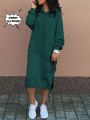 2023 Autumn and Winter Fashion New Women's Sweater Robe Large Hooded Elegant Pocket Split Warm Hoodie Long Dress. 
