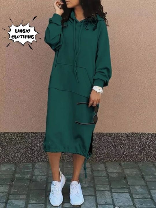 2023%20Autumn%20and%20Winter%20Fashion%20New%20Women's%20Sweater%20Robe%20Large%20Hooded%20Elegant%20Pocket%20Split%20Warm%20Hoodie%20Long%20Dress%20-%20Image%206