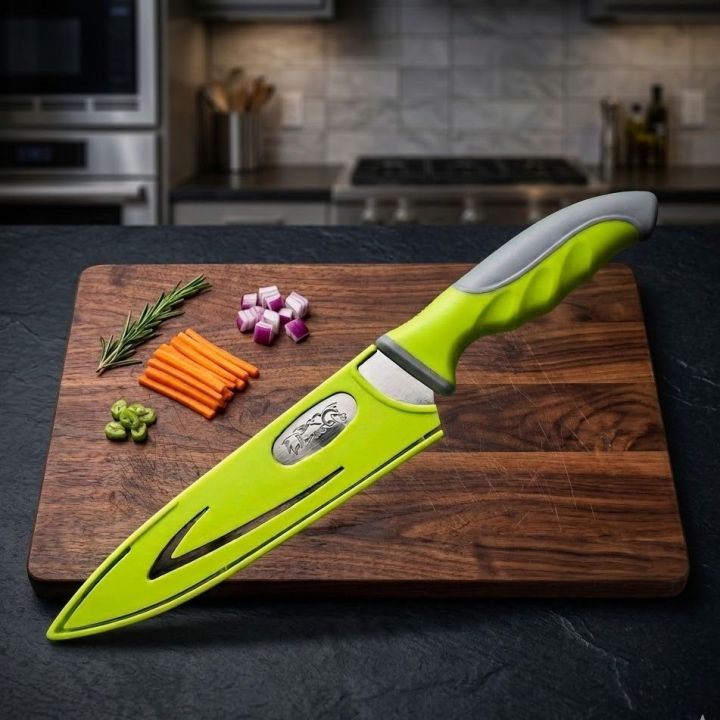 Stainless Steel Kitchen Knife with Protective Cover  Ultra Sharp Chef Knife for Vegetable, Fruit  Cutting Ergonomic Non-Slip Handle Kitchen Cutter