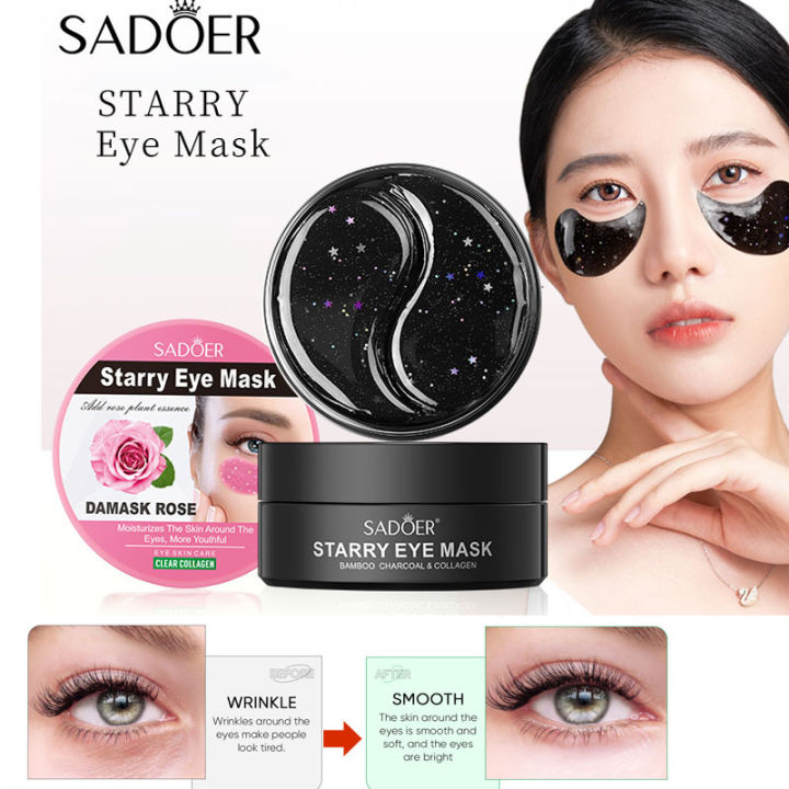SADOER Bamboo Charcoal Rose Nourishing Improve Dark Eye Circles Eyes Mask Patch Pads Dark Circle Remover
