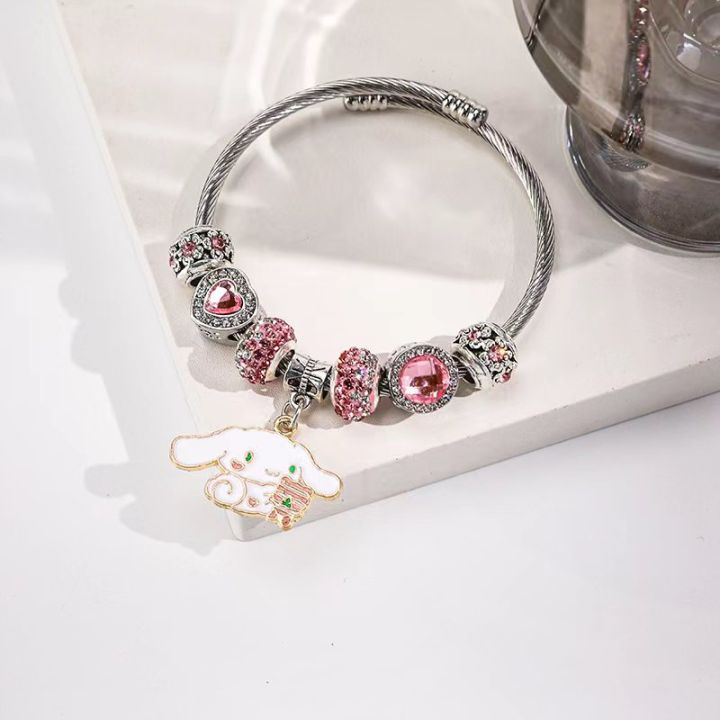 amazon pan family bracelet fashion big hole crystal beaded girl diy fresh flower pendant bracelet