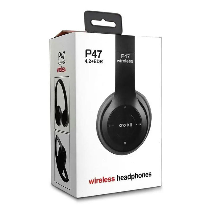 P47%20Stereo%20Head%20Mounted%20Bluetooth%20Headphones%20Multifunctional%20Headset%20Wireless%20Phone%20Speakerphone%20-%20Black%20-%20Image%204