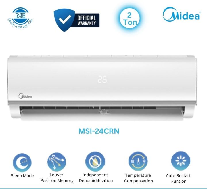 MIDEA 2.0 Ton Energy Saving Inverter, Durable AC With Free Delivery and Official Warranty | MSI-24CRN