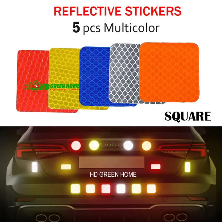 5%20Pcs%20X%205Cm%20Multicolor%20Round/Square%20Reflective%20Sticker%20Car%20Bumper%20Safety%20Stickers%20-%20Image%202