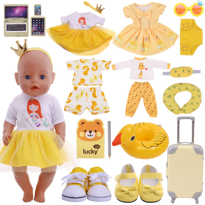 43cm Reborn New Born Baby Doll Clothes Unicorn Mermaid Dsiney Series Clothes Shoes Cartoon Accessories 18 Inch American of girl Superman