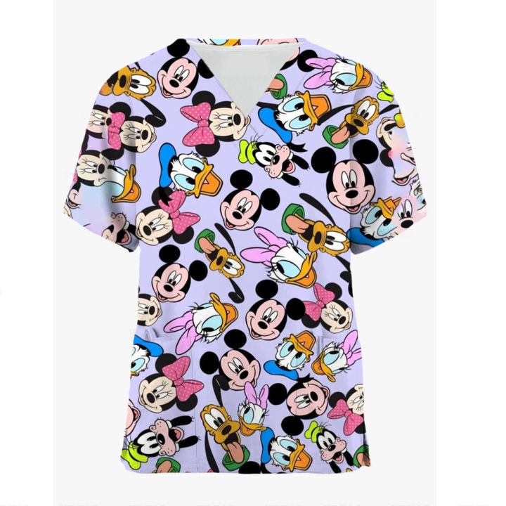 Disney%20Mickey%20Stitch%20Print%20%E2%80%8Bmedical%20uniforms%20women%20Nurse%20Accessories%20Clinical%20Uniform%20Dentist%20work%20blouse%20vet%20spa%20Scrub%20Tops%20%EF%BB%BF%20-%20Image%204