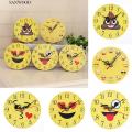 〓Creative Funny Emoji Round Wall Clock Living Room Bedroom Home Decor.