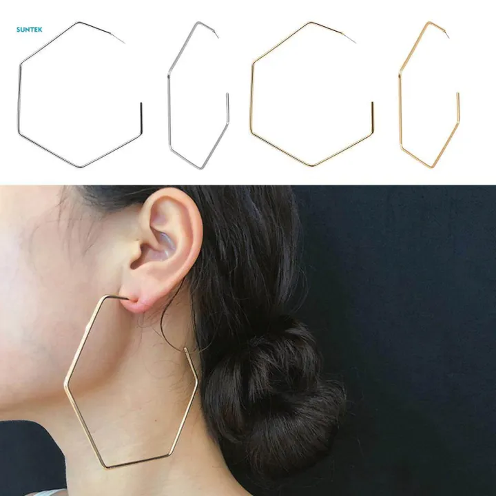 Simple%20Hexagonal%20Geometric%20Ear%20Studs%20Earrings%20Jewelry%20-%20Golden%20-%20Image%205