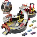 【The road to happiness Store】Disney Pixar Cars 2 Portable Racing Track Lightning Mcqueen Storm Jackson Diecasts Toy Car Children Boy Gift.