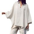 Summer Shirt Women Plus Size Loose Cotton Lapel Rolled Short Sleeve Shirt Tee Oversized Women Tops Summer Tunics Blusas Mujer.