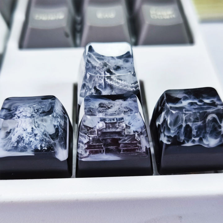 Mechanical%20keyboard%20personality%20keycaps%20translucent%20resin%20Great%20Wall%20Snow%20Mountain%20Valley%20Gulou%20ink%20wind%20keycaps%20-%20Image%206