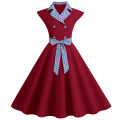 Vintage Office Lady Dresses Stand Collar Sleeveless Button Dot Dress Women Comfortable Casual Spring Summer Streetwear.