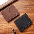 New Men'S PU Wallet Short Multi-Card Holder Coin Purse Fashion Casual Wallet Male Youth Three-Fold Soft Waterproof Coin Purse.
