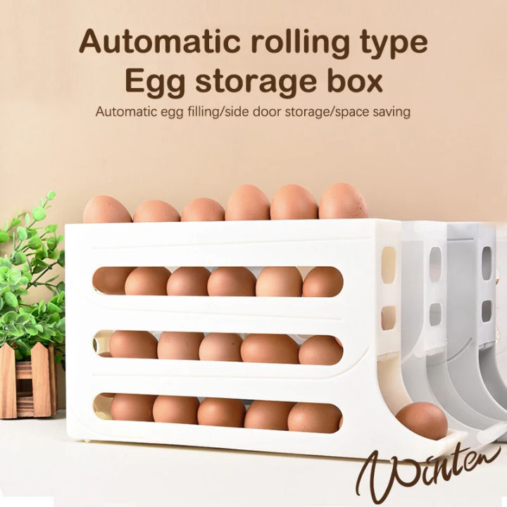 4%20Tiers%20Egg%20Holder%20for%20Fridge%2026%20Eggs%20Auto%20Rolling%20Egg%20Dispenser,%20Space-Saving%20Egg%20Dispenser%20Holder%20(Yellow)-DS%20Mart%20-%20Image%203