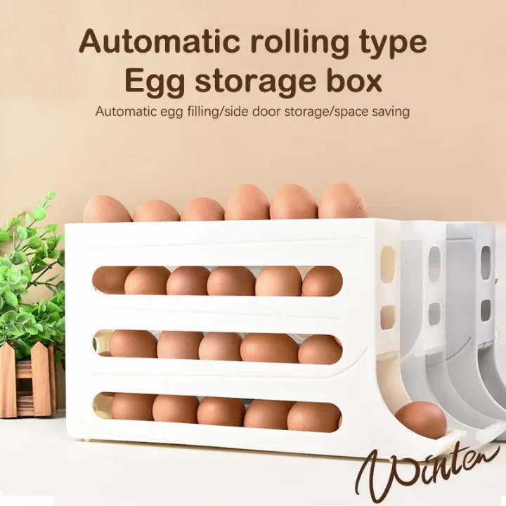 4%20Tiers%20Egg%20Holder%20for%20Fridge%2026%20Eggs%20Auto%20Rolling%20Egg%20Dispenser,%20Space-Saving%20Egg%20Dispenser%20Holder%20(Yellow)-DS%20Mart%20-%20Image%203