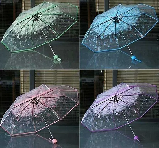 Cherry%20Blossom%20Korean%20Version%20Three%20Fold%20Transparent%20Umbrella%20-%20Image%202