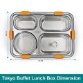 Sshop Tokyo Buffet Lunch Box for Office Men| Stainless Steel Insulated Tiffin Box for Kids with Spoon, Fork, Chopsticks & a Bowl (Katori)| Rectangle Steel Container Lunch Box with Plastic Lid for Office for Women (Dark Blue). 
